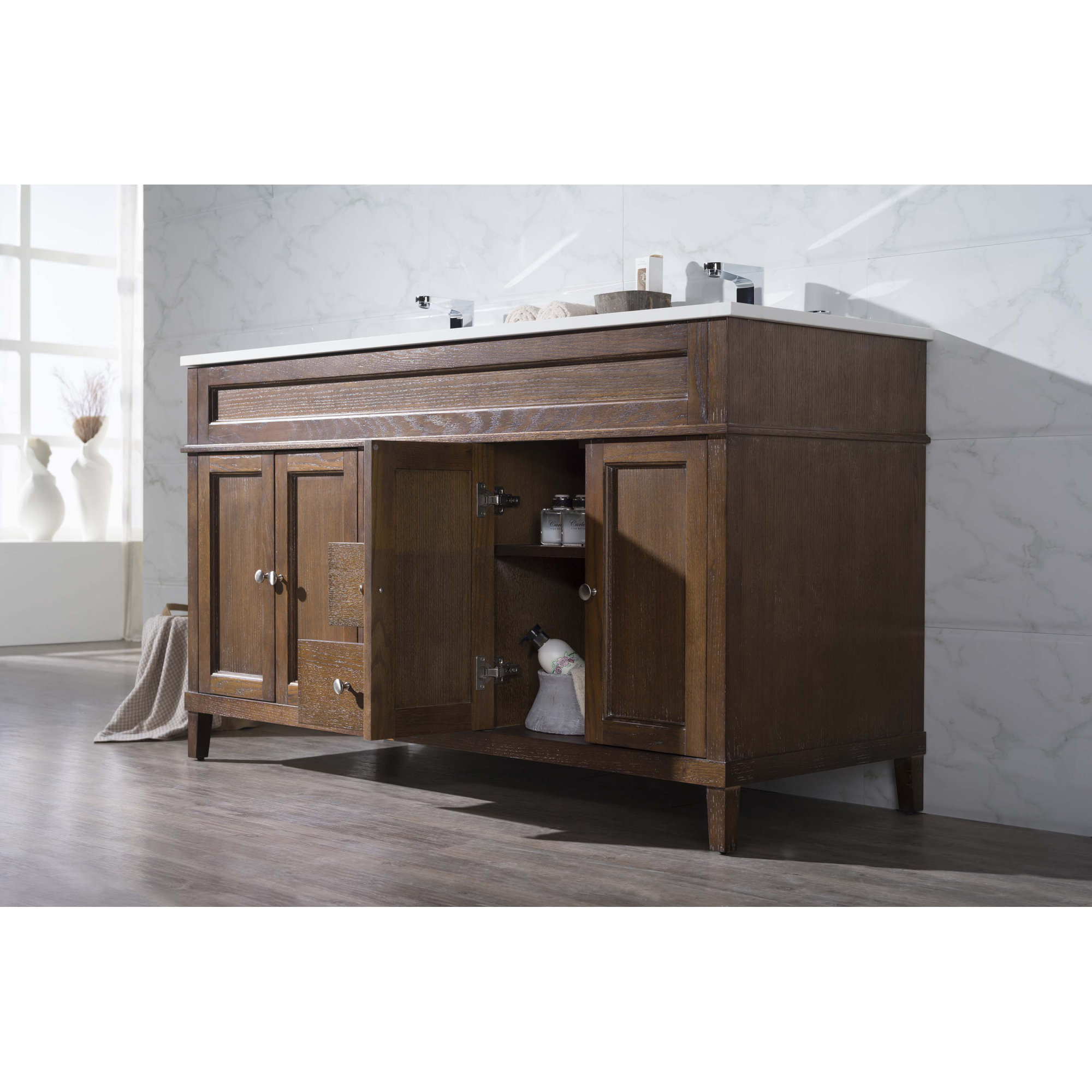 dCOR design Oakmont 59" Double Sink Bathroom Vanity Set & Reviews Wayfair